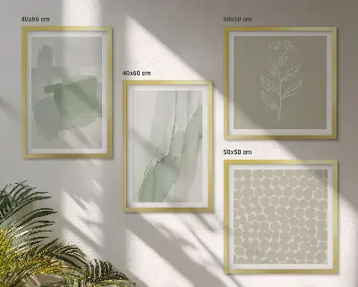 Apstraktne biljke u akvarelu set od 4 slike u okviru