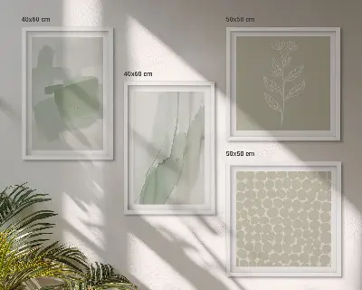 Apstraktne biljke u akvarelu set od 4 slike u okviru
