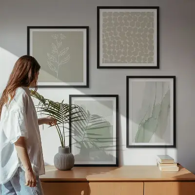 Apstraktne biljke u akvarelu set od 4 slike u okviru