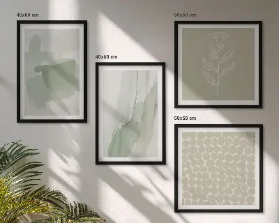 Apstraktne biljke u akvarelu set od 4 slike u okviru
