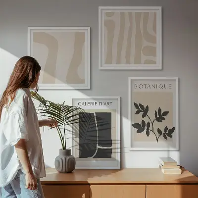 Komplet slika za spavaću sobu s motivom apstraktnog bilja