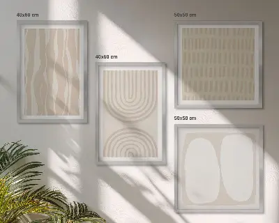 Apstraktni boho uzorci oblika set od 4 slike u okviru