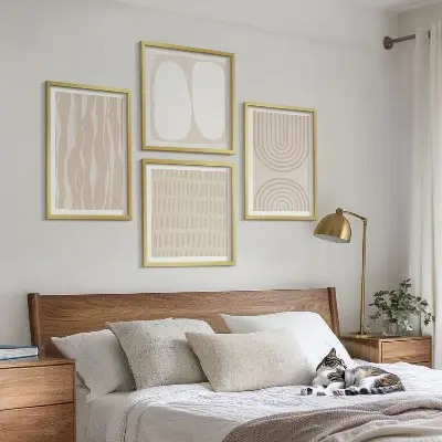 Apstraktni boho uzorci oblika set od 4 slike u okviru