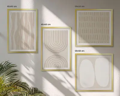 Apstraktni boho uzorci oblika set od 4 slike u okviru