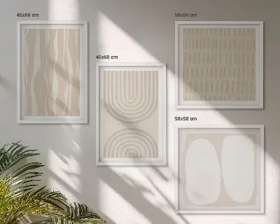 Apstraktni boho uzorci oblika set od 4 slike u okviru