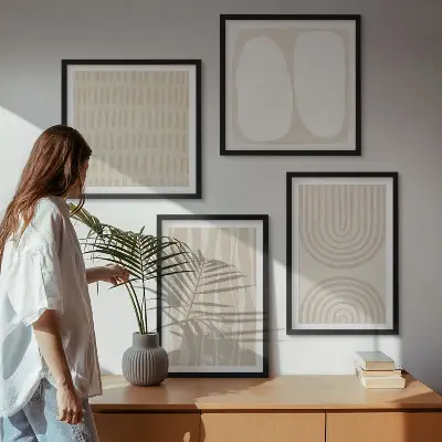 Apstraktni boho uzorci oblika set od 4 slike u okviru