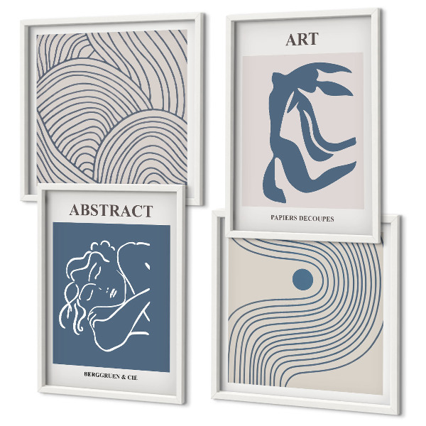 Set 4 slike u okviru Plakat s apstraktnim linijama i valovima