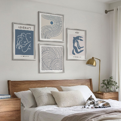 Set 4 slike u okviru Plakat s apstraktnim linijama i valovima