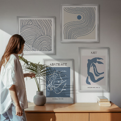 Set 4 slike u okviru Plakat s apstraktnim linijama i valovima
