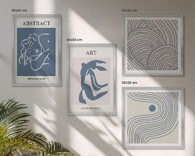 Set 4 slike u okviru Plakat s apstraktnim linijama i valovima