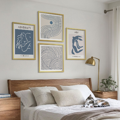 Set 4 slike u okviru Plakat s apstraktnim linijama i valovima