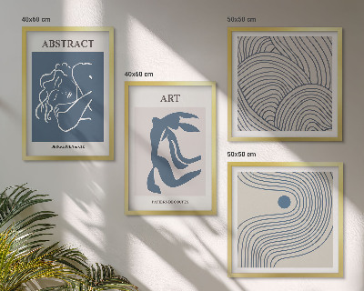 Set 4 slike u okviru Plakat s apstraktnim linijama i valovima