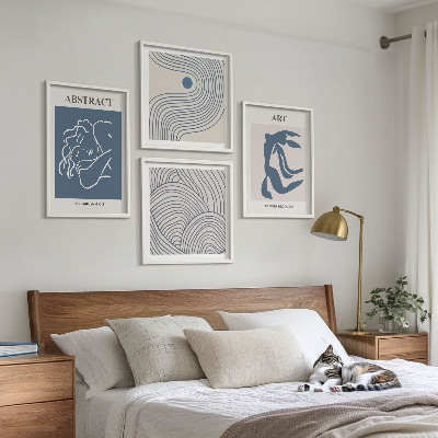 Set 4 slike u okviru Plakat s apstraktnim linijama i valovima