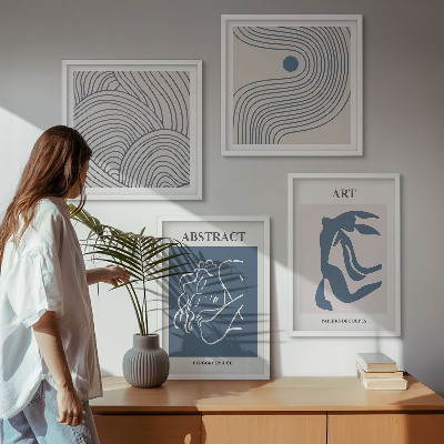 Set 4 slike u okviru Plakat s apstraktnim linijama i valovima