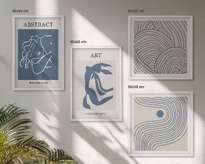 Set 4 slike u okviru Plakat s apstraktnim linijama i valovima
