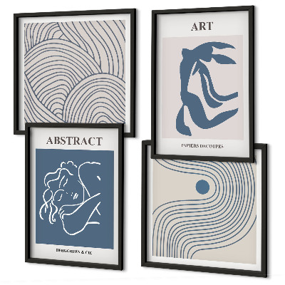 Set 4 slike u okviru Plakat s apstraktnim linijama i valovima
