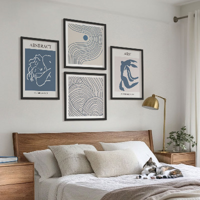 Set 4 slike u okviru Plakat s apstraktnim linijama i valovima