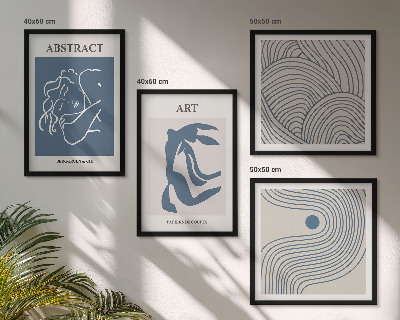 Set 4 slike u okviru Plakat s apstraktnim linijama i valovima