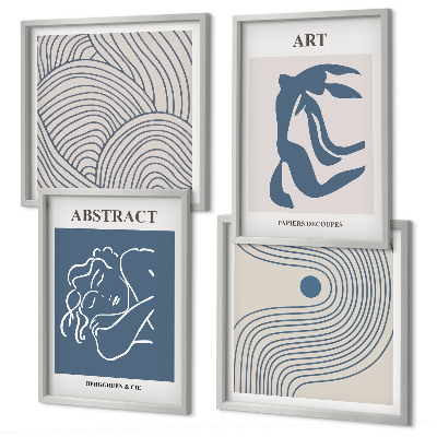 Set 4 slike u okviru Plakat s apstraktnim linijama i valovima