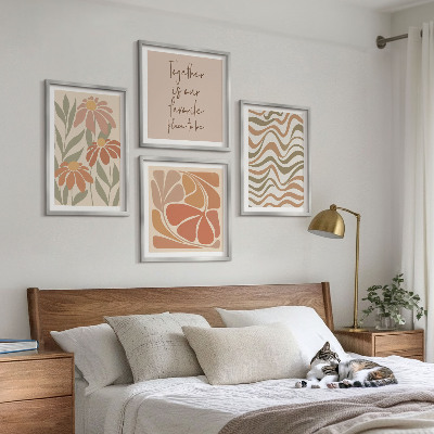 Set 4 slike u okviru Pastelno apstraktno cvijeće
