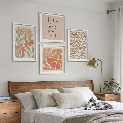 Set 4 slike u okviru Pastelno apstraktno cvijeće