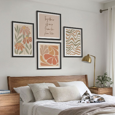 Set 4 slike u okviru Pastelno apstraktno cvijeće