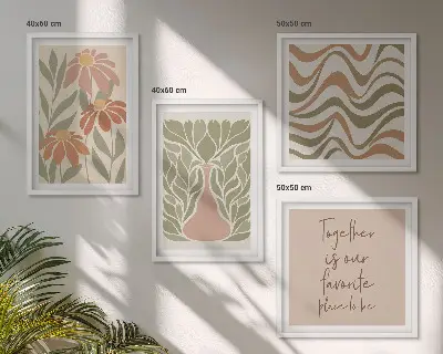 Dekorativni komplet slika za zid s motivom pastelnog apstraktnog cvijeća
