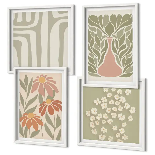 Komplet slika za spavaću sobu cvjetni minimalistički boho motivi