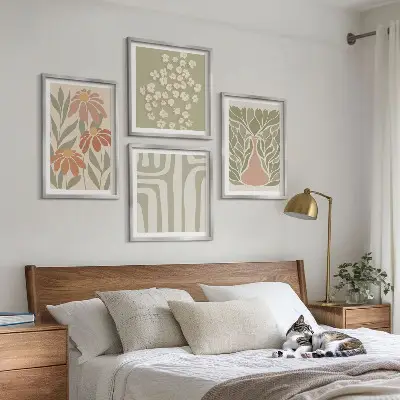 Komplet slika za spavaću sobu cvjetni minimalistički boho motivi