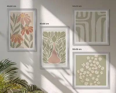 Komplet slika za spavaću sobu cvjetni minimalistički boho motivi