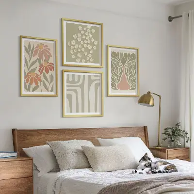 Komplet slika za spavaću sobu cvjetni minimalistički boho motivi