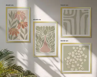 Komplet slika za spavaću sobu cvjetni minimalistički boho motivi