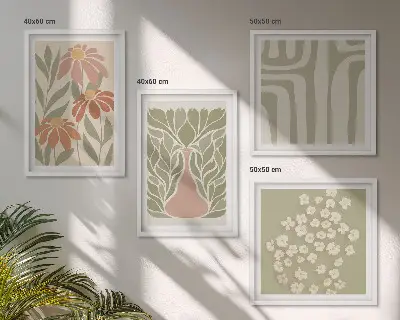 Komplet slika za spavaću sobu cvjetni minimalistički boho motivi