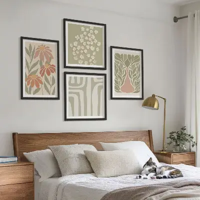 Komplet slika za spavaću sobu cvjetni minimalistički boho motivi