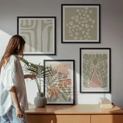 Komplet slika za spavaću sobu cvjetni minimalistički boho motivi