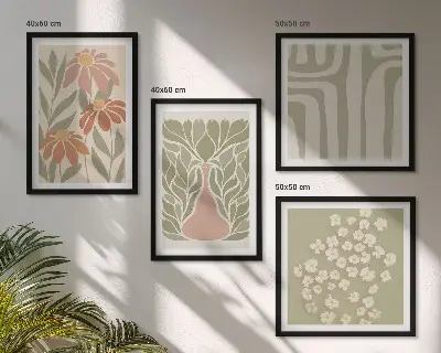 Komplet slika za spavaću sobu cvjetni minimalistički boho motivi