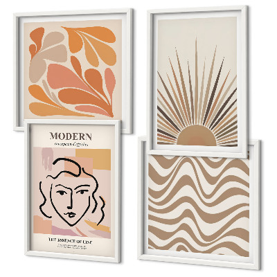 Set 4 slike u okviru Sun boho pastelni oblici