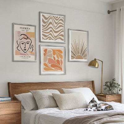 Set 4 slike u okviru Sun boho pastelni oblici