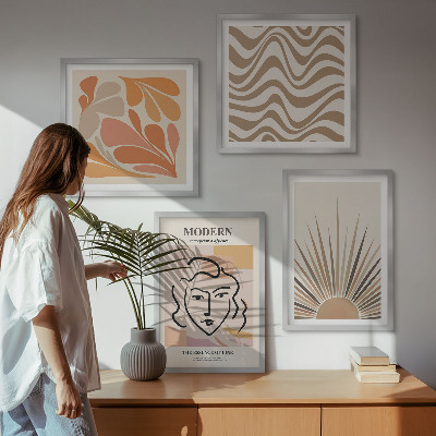 Set 4 slike u okviru Sun boho pastelni oblici
