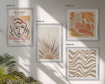 Set 4 slike u okviru Sun boho pastelni oblici