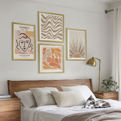 Set 4 slike u okviru Sun boho pastelni oblici