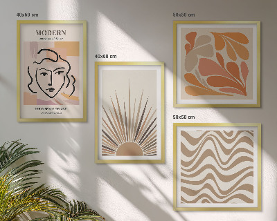 Set 4 slike u okviru Sun boho pastelni oblici