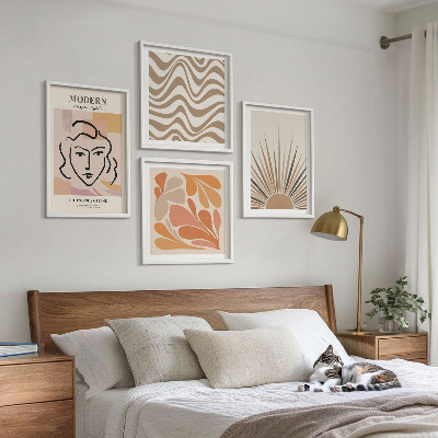Set 4 slike u okviru Sun boho pastelni oblici