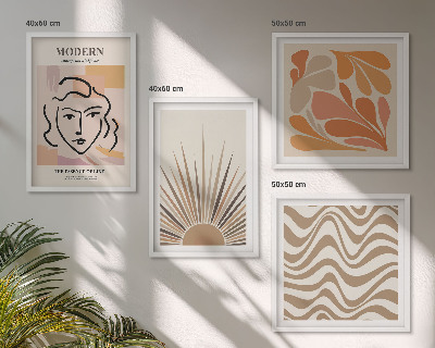 Set 4 slike u okviru Sun boho pastelni oblici