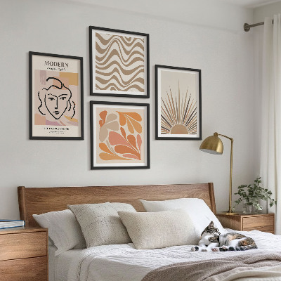 Set 4 slike u okviru Sun boho pastelni oblici
