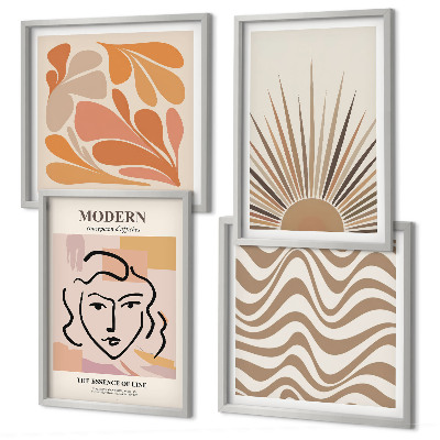 Set 4 slike u okviru Sun boho pastelni oblici