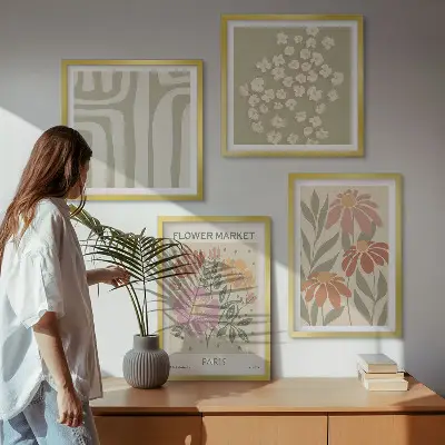 Dekorativni komplet zidnih slika botanički motivi u pariškom minimalizmu