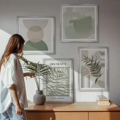 Komplet slika za spavaću sobu botaničke boho apstrakcije
