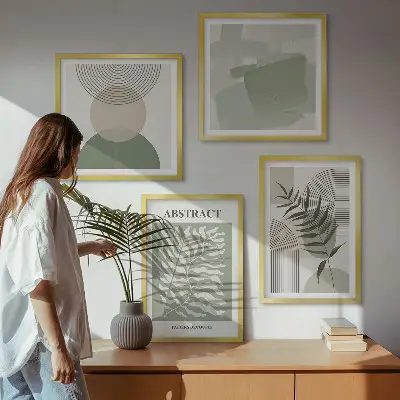 Komplet slika za spavaću sobu botaničke boho apstrakcije