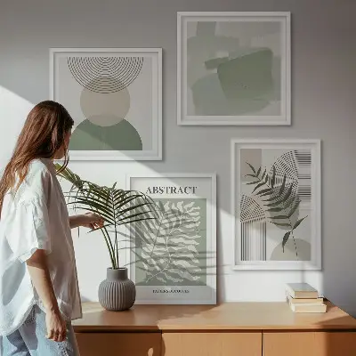 Komplet slika za spavaću sobu botaničke boho apstrakcije